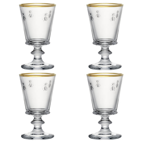 BEE Stemmed Wine Glass (set of 4) Gold Rimmed 24cl