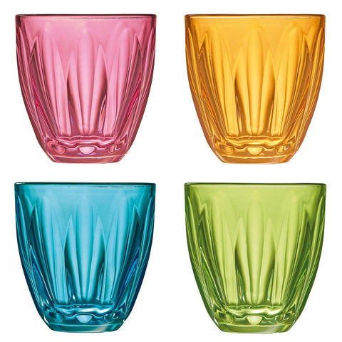 Set of 4 tumblers LILY coloured - Kiwi-Raspberry-Mandarin orange-Cornflower Blue