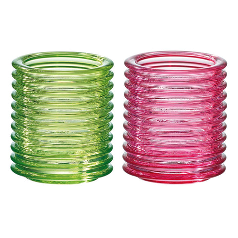 Set of 2 BUZZ coloured candle holders - Green - Rose