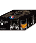 Set of 4 whisky tumblers DANDY with assorted designs - transparent