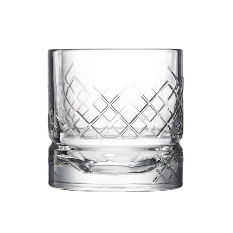 Set of 4 whisky tumblers DANDY with assorted designs - transparent