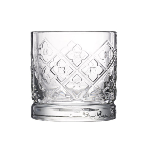 Set of 4 whisky tumblers DANDY with assorted designs - transparent